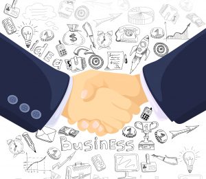 Business partnership concept icons composition poster