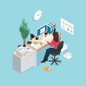 Office Workplace Isometric Composition