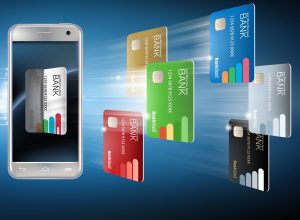 Vector illustration in a realistic style the concept of mobile payments using the application on your smartphone.